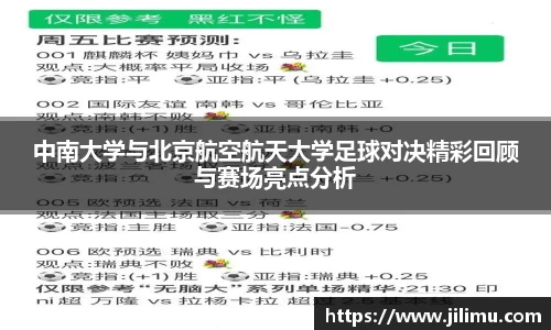 中南大学与北京航空航天大学足球对决精彩回顾与赛场亮点分析